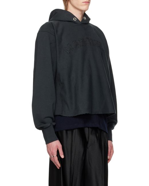 Maison Margiela Black Logo Fleece Hoodie for men