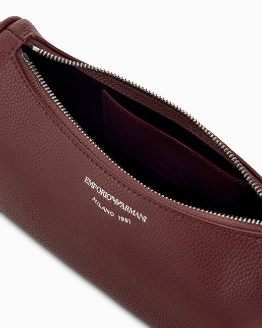 Emporio Armani Purple Pebbled Shoulder Bag With A Zip Closure And Adjustable Strap