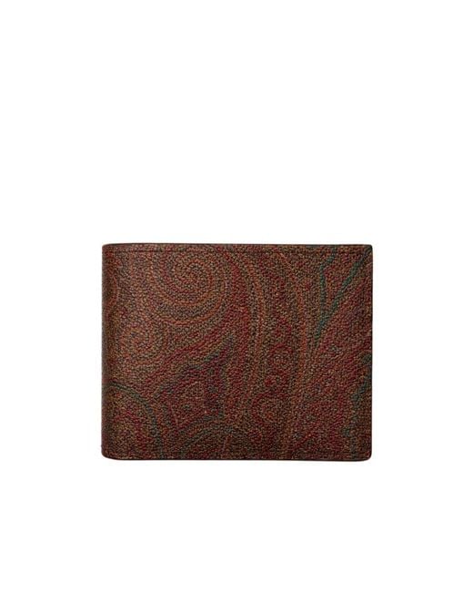 Etro Brown Paisley Printed Bi-Fold Wallet for men
