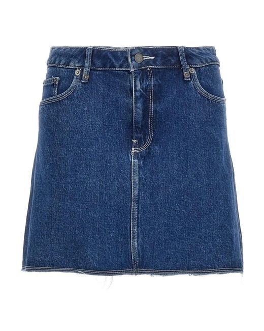A.P.C. Blue Raw-Hem Denim Miniskirt