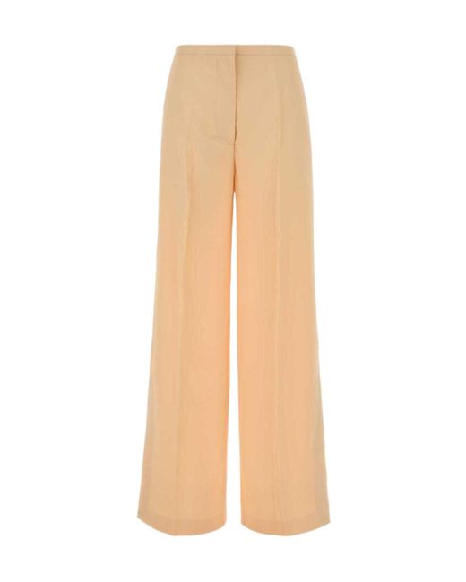 Alberta Ferretti Natural High-Rise Palazzo Pants