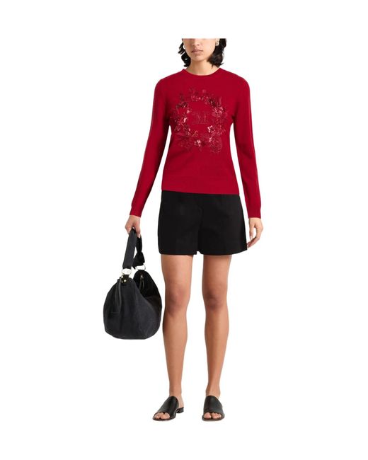 Max Mara Red Simple Knitted Top