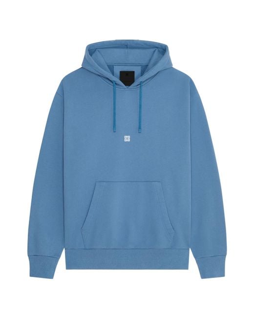 Givenchy Blue Logo Embroidered Drawstring Hoodie for men