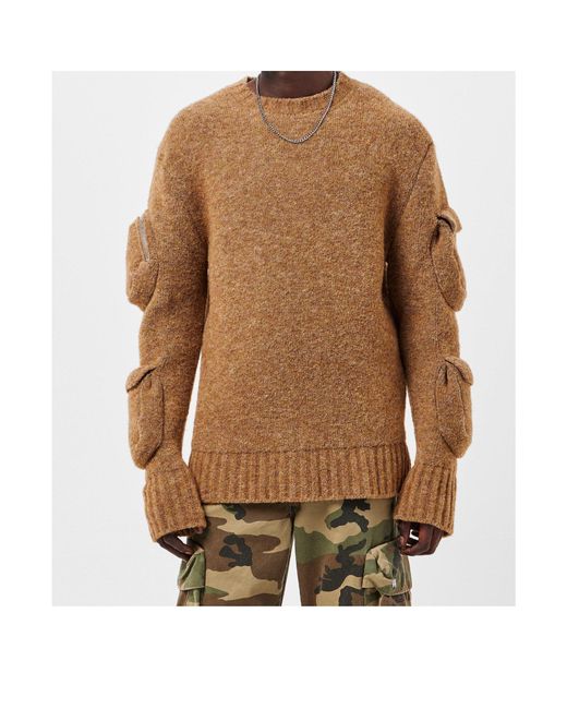 Off-White c/o Virgil Abloh Brown Crew Neck Knit Sweater for men