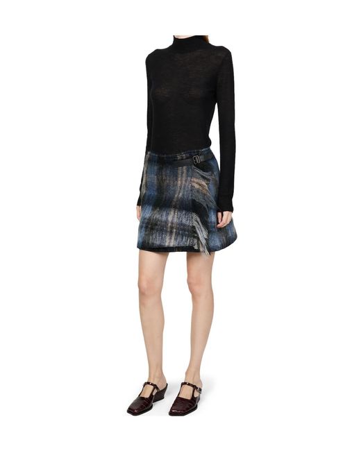 Loewe Gray Plaid Pattern Mini Skirt