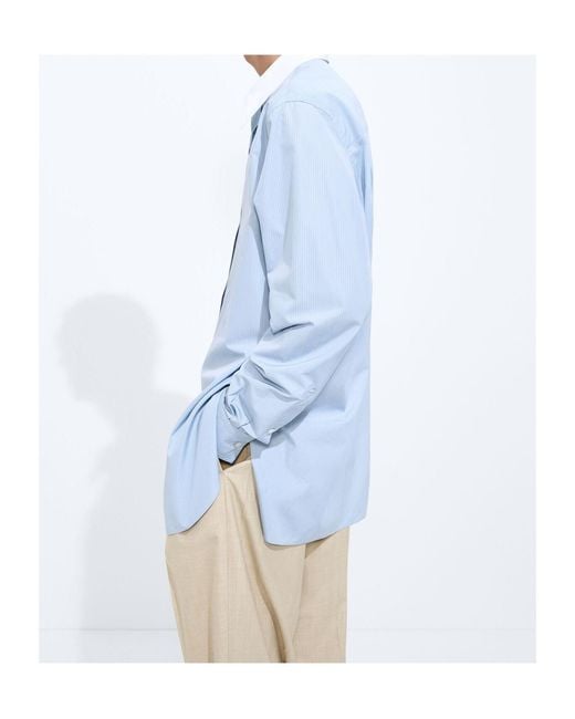 Bottega Veneta Blue Striped Poplin Shirt for men