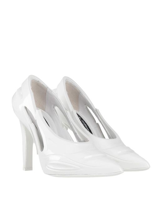 Dolce & Gabbana White Pointed-Toe Skinny High-Heeled Single-Color Shoes