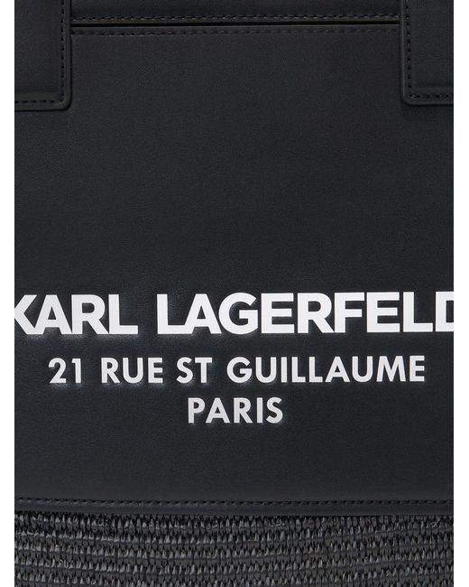 Karl Lagerfeld Black Rue St-Guillaume Raffia Tote Bag