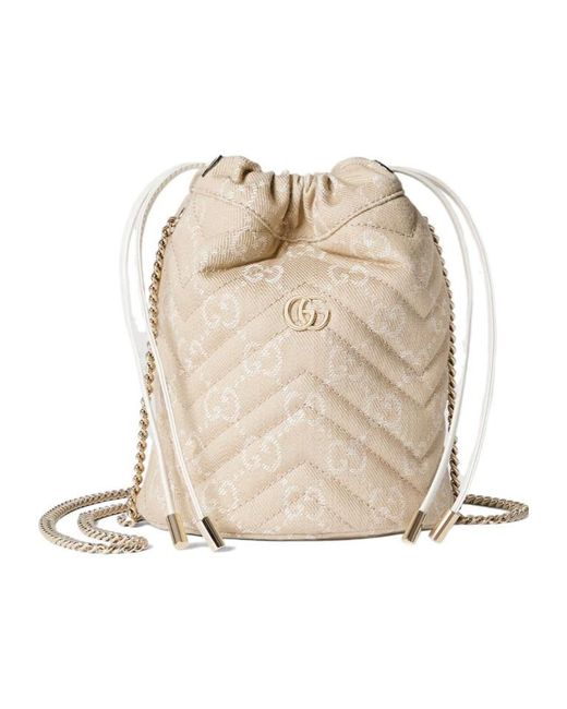 Gucci Natural Gg Marmont Small Bucket Bag
