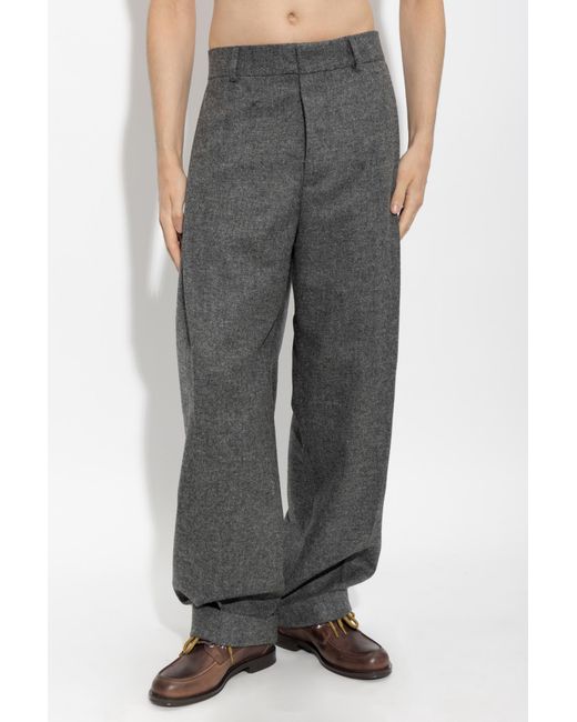 DSquared² Gray Tweed2 Wide-Pleat Pants for men