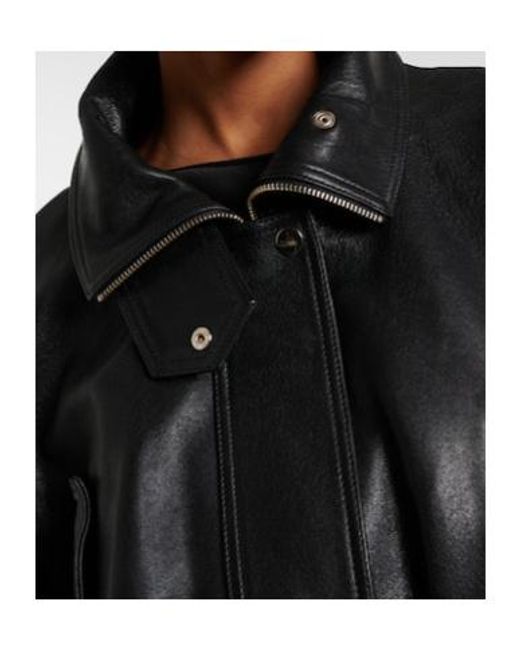 Nour Hammour Black Briar Leather Bomber Jacket