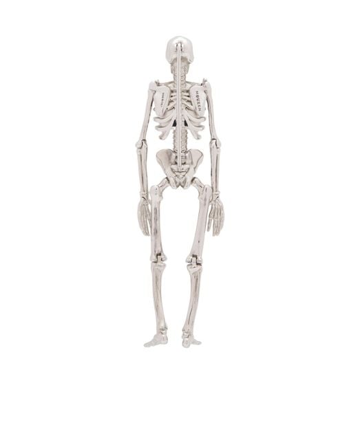 McQueen White Dancing Skeleton Pin Brooch for men