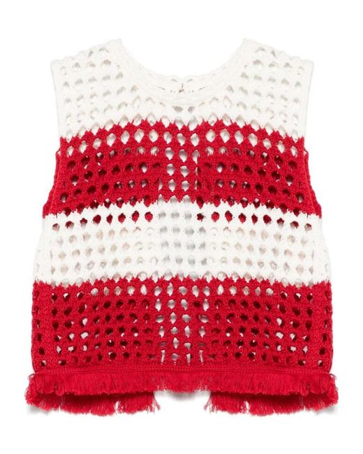 Farm Rio Red Rib Knitted Cardigan