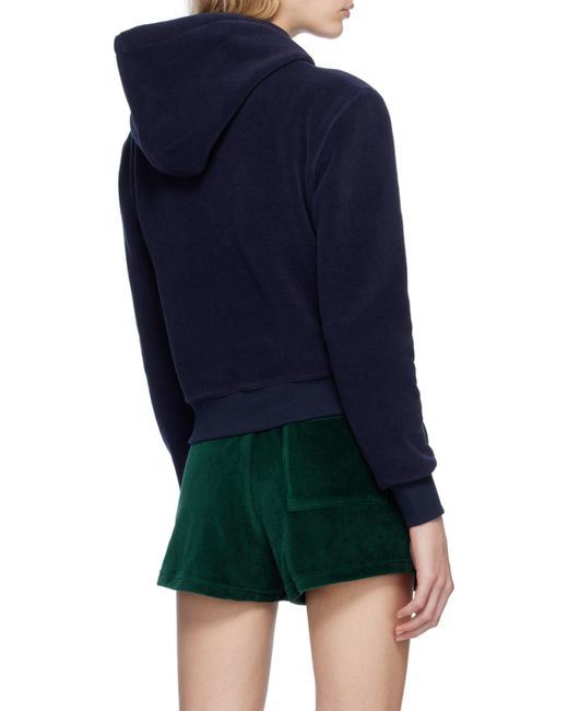 Sporty & Rich Blue Logo Embroidered Jersey Fleece Sweatshirt