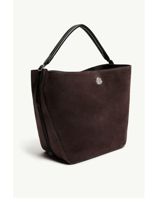 Moncler Black Carlo Suede Shoulder Bag