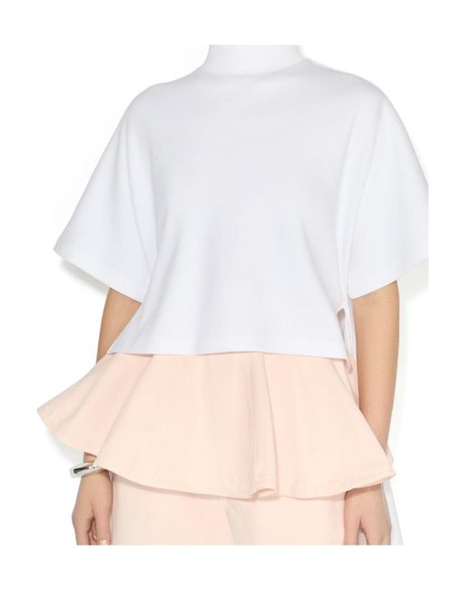 Alaïa White Alaïa High-Neck Draped-Hem Top
