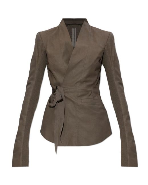 Rick Owens Brown Hollywood Belted Wrap Jacket