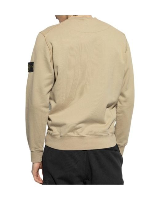 Stone Island White Compass Patch Crewneck Sweatshirt for men