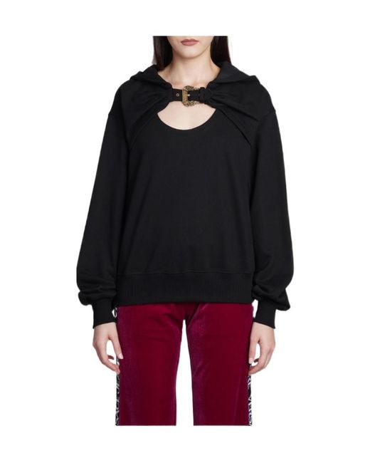 Versace Jeans Black Buckle-Detail Cut-Out Hoodie