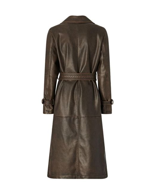 Pinko Brown Double-Breasted Belted Coat