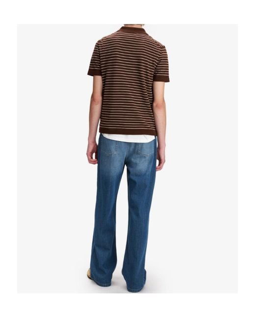 A.P.C. Brown Fitted Striped Polo for men