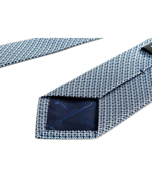 Ferragamo Blue Printed Silk Tie for men