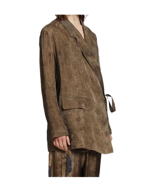 Uma Wang Brown Long-Sleeved Casual Jacket