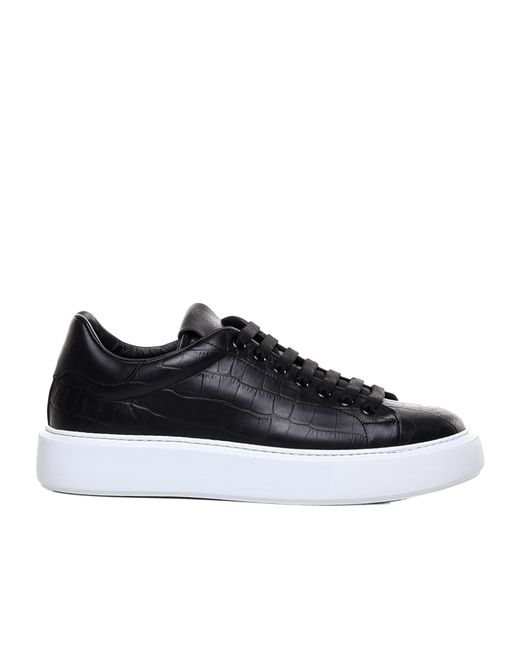 Giuliano Galiano Black Croc-Embossed Sneakers for men