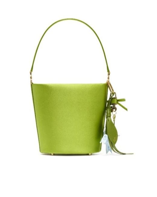 Self-Portrait Green Satin Bucket Bag