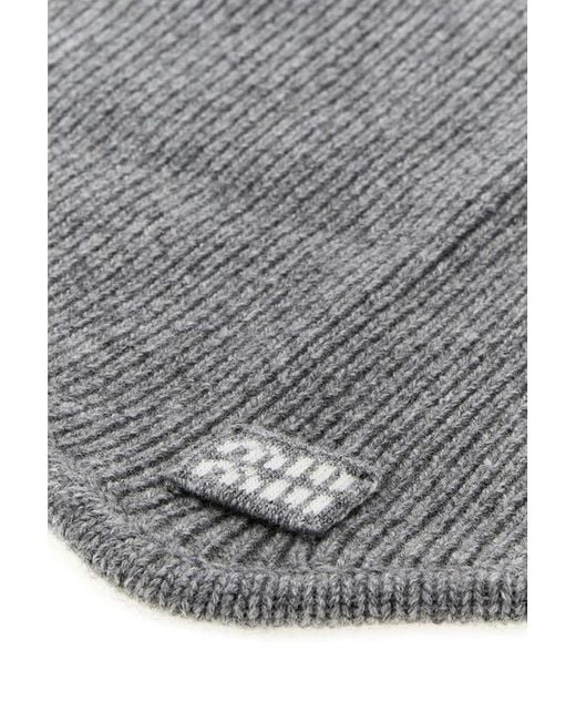 Miu Miu Gray Patch Knitted Scarf