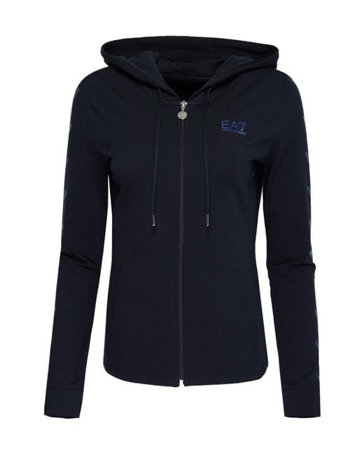 EA7 Blue Logo Hooded Casual Coat