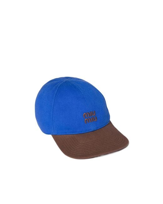 Miu Miu Blue Logo-Embroidered Two-Toned Baseball Cap