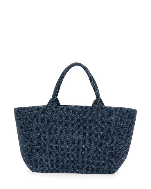 Ganni Blue Bear Denim Medium Tote Bag