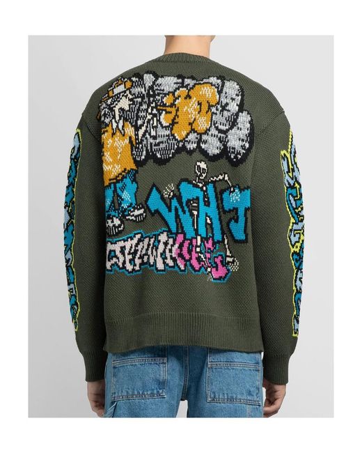 Off-White c/o Virgil Abloh Gray Crewneck Long-Sleeved Jumper for men