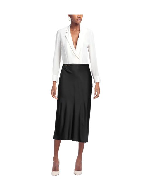 Jacquemus Black Simple Solid-Color Satin Midi Skirt