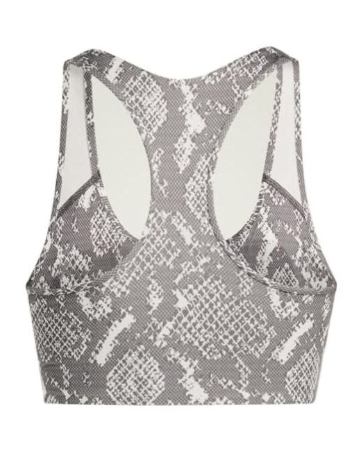 Adidas By Stella McCartney Gray Power Impact Medium Support Printed Training Bra