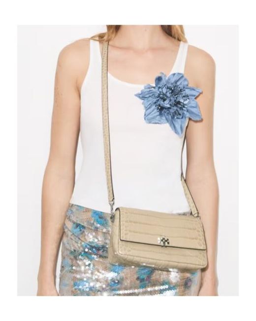 Tory Burch Metallic Small Charlie Embossed Shoulder Bag