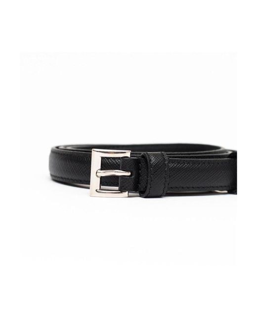 Prada White Saffiano Slim Belt