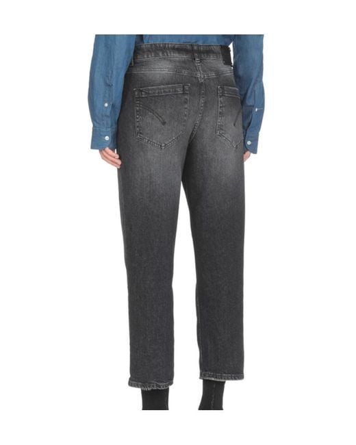 Dondup Gray Straight-Leg Cropped Jeans