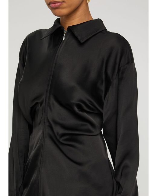 Totême Black Draped Satin Shirt