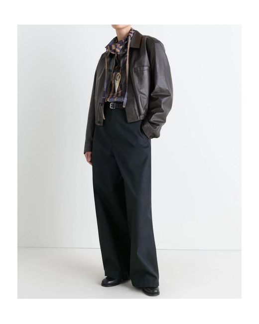 Lemaire Black Long Sleeve Buttoned-Up Leather Jacket