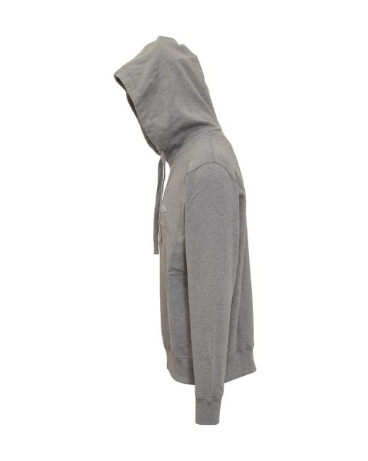 Etro Gray Logo Printed Drawstring Hoodie for men