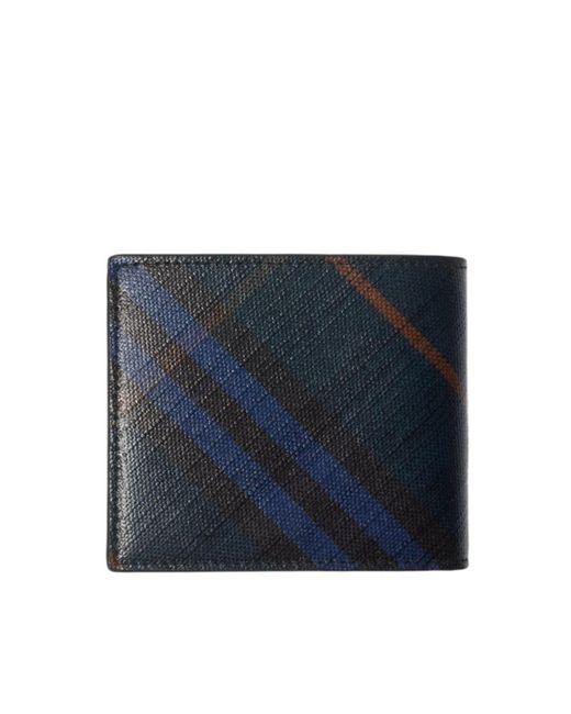 Burberry Blue Check Bifold Wallet for men