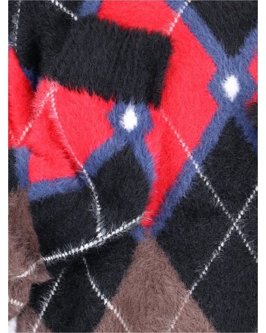 charlesjeffreyloverboy Red Charles Jeffrey Loverboy Argyle Knit Sweater for men