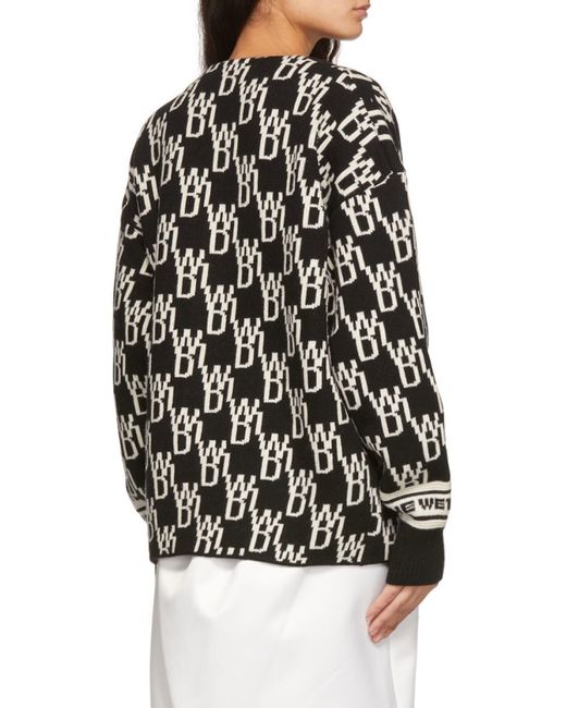 we11done Black Logo Jacquard Knitted Cardigan for men