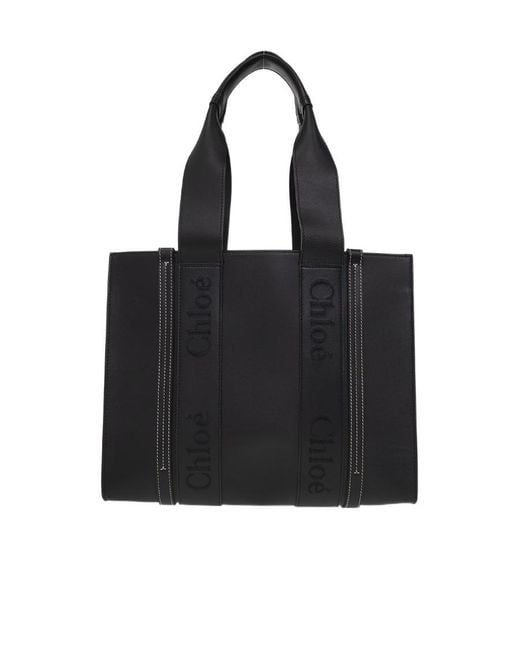 Chloé Black Chloé Woody Medium Shopper Bag