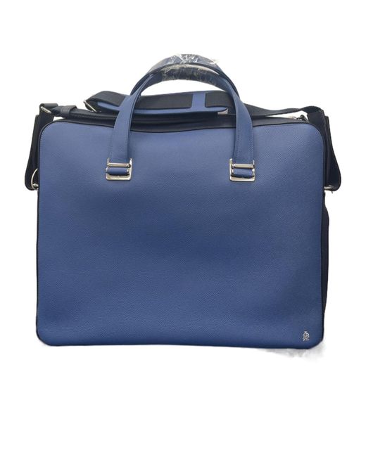 Dunhill Blue Logo Zipper Briefcase for men