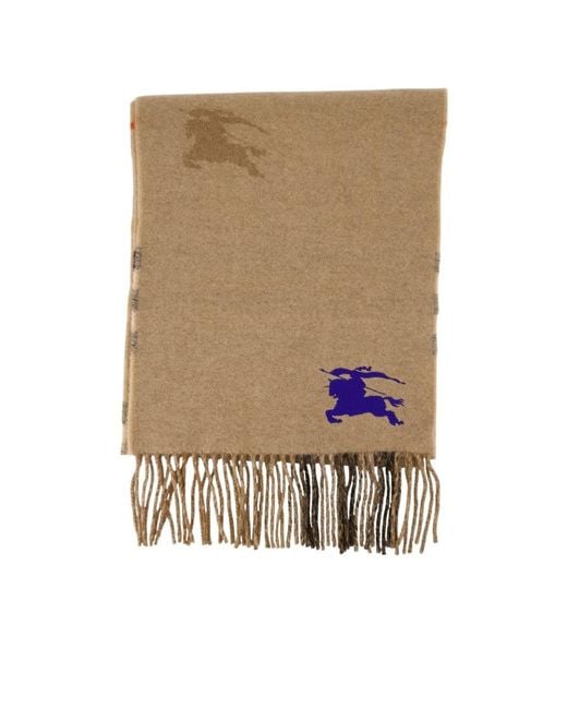 Burberry Natural Ekd Jacquard Fringed-Edge Scarf for men