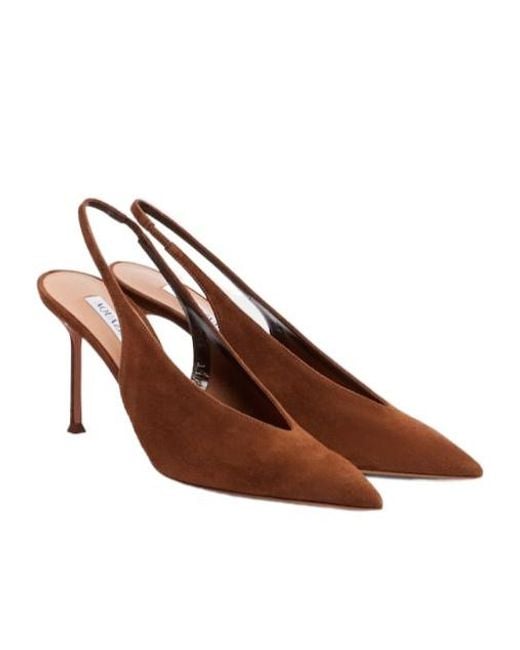 Aquazzura Brown Suede Slingback Pumps