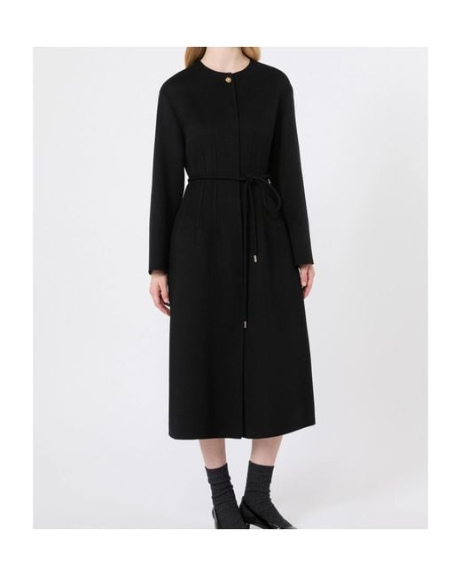 Max Mara Black Wool, Cashmere And Silk Redingote Coat